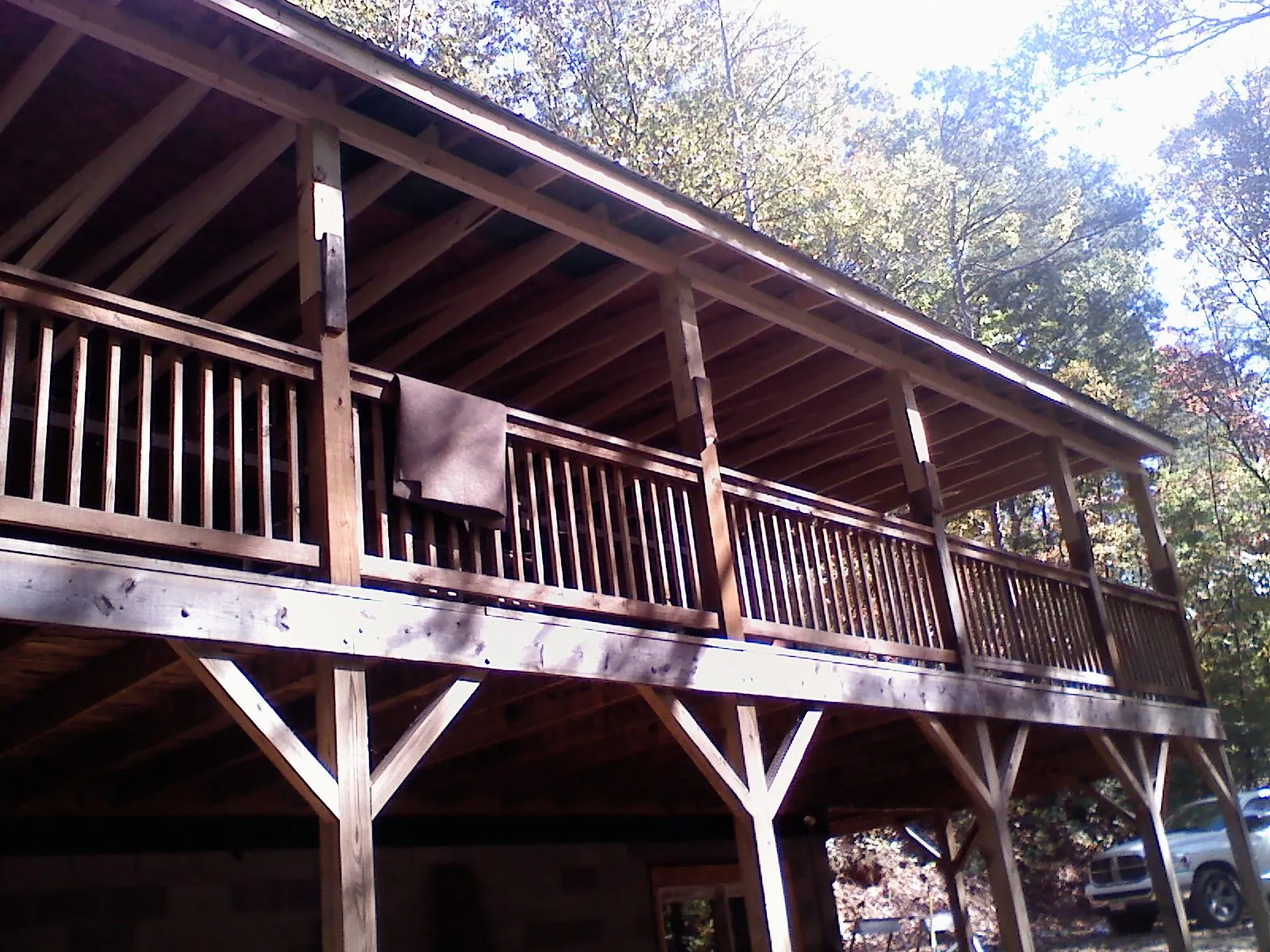 Timber framing under a new elevated porch and deck — Roof Leak Repair in Fairland by Roofing Brothers